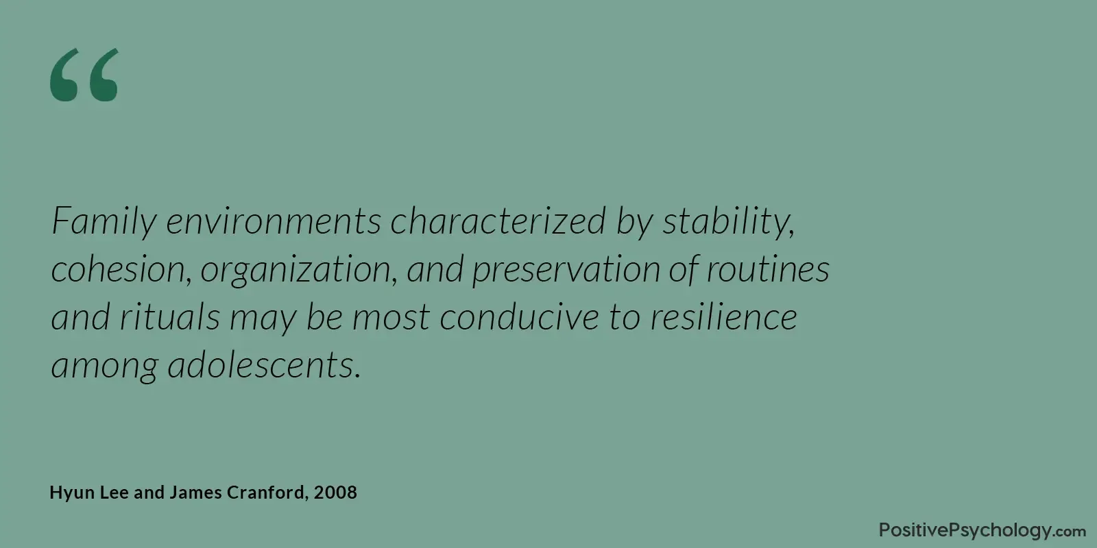 Lee and Cranford Resilience Family Environments Quote